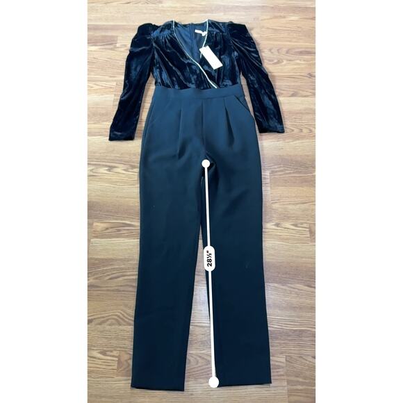 Veronica beard black Cleo Embellished Velvet Jumpsuit size 6 - Picture 3 of 14